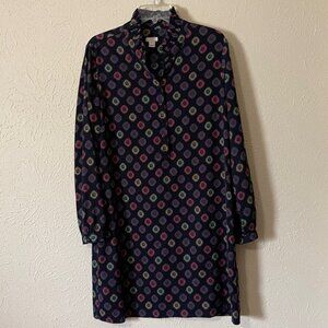 J Crew Long Sleeve Black print dress, Size 14
